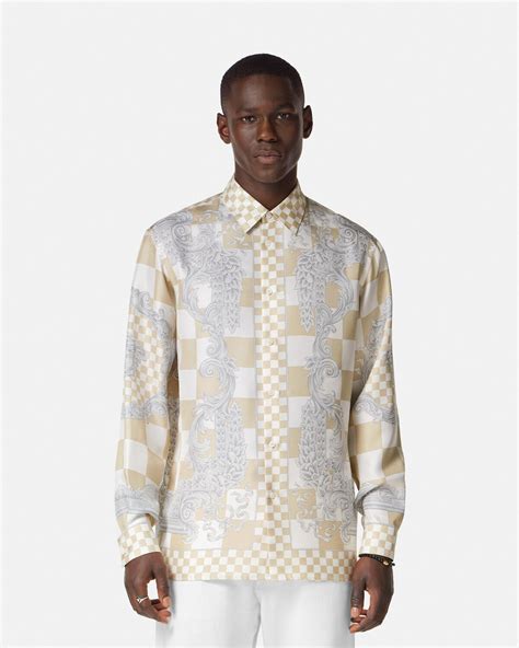 camisa seda versace|Camisa de seda Medusa Contrasto .